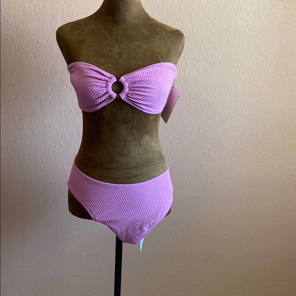 CABANA DEL SOL Pink Strapless Bikini Set